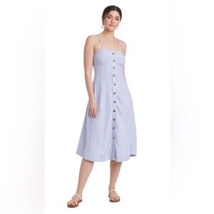 Universal Thread Corset Linen Midi Button Up Dress Size Small